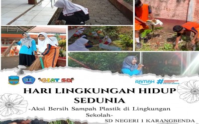 AKSI BERSIH SAMPAH PLASTIK DI LINGKUNGAN SEKOLAH, SD NEGERI 1 KARANGBENDA